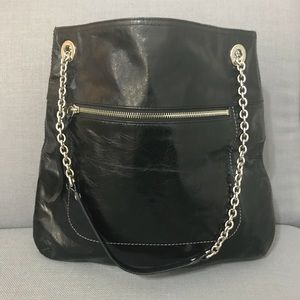 Slim Coach black leather tote ✨